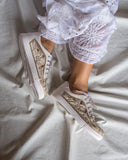 THE SAREE SNEAKERS White and Zari Sneakers