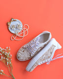 THE SAREE SNEAKERS White and Zari Sneakers