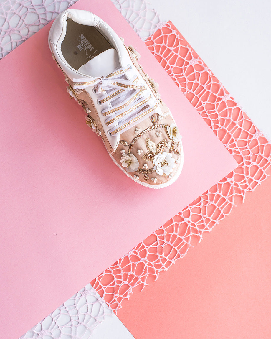 THE SAREE SNEAKERS Nude Blush Sneakers with White