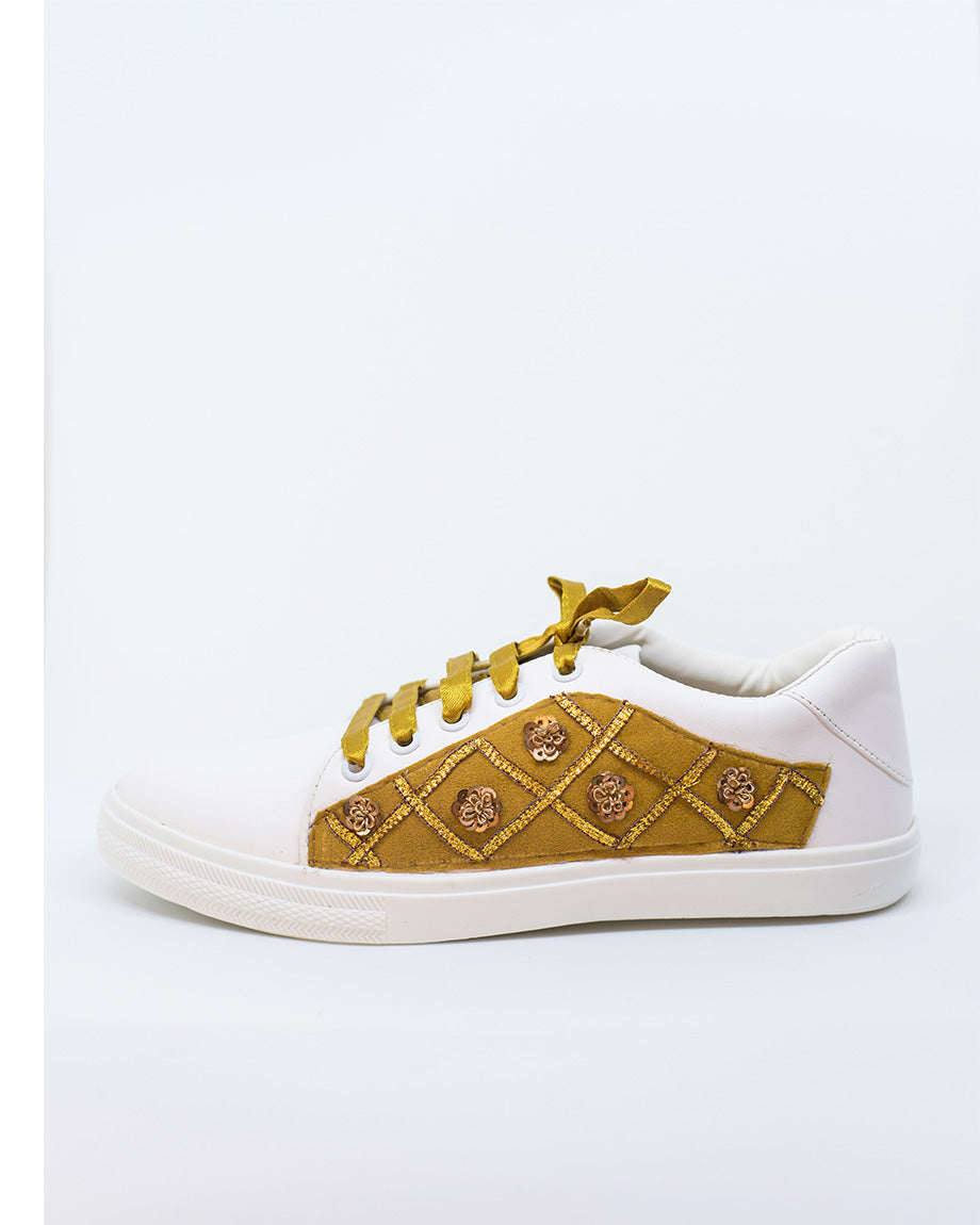 Golden Embroidered Sneakers