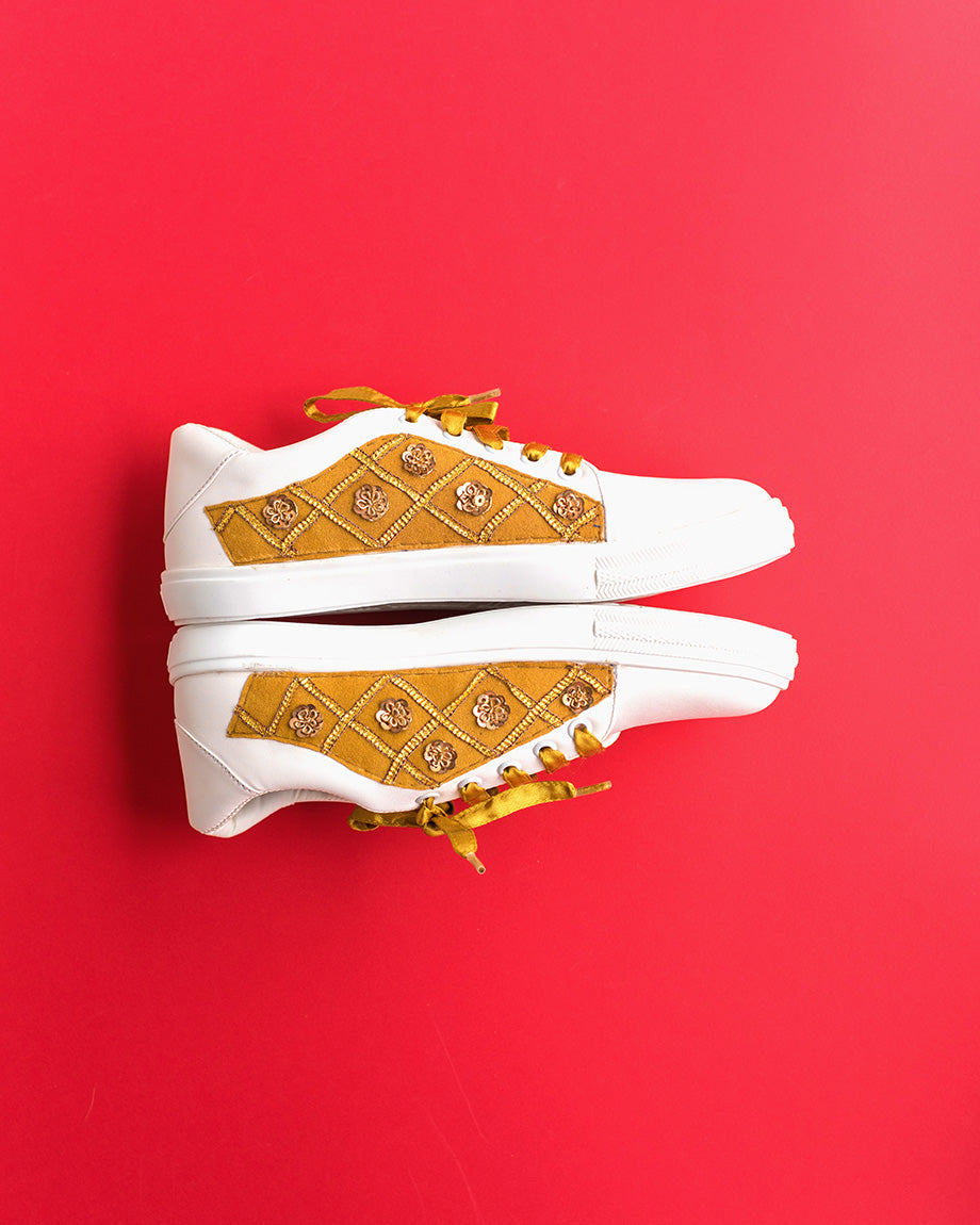 Golden Saree Sneakers