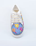 Colourful Flowers on Blue Sneakers