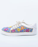 Colourful Flowers on Blue Sneakers
