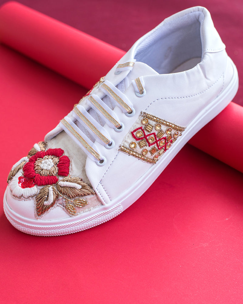 Red Rose and Zari Sneakers