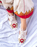 Red Rose and Zari Saree  Sneakers