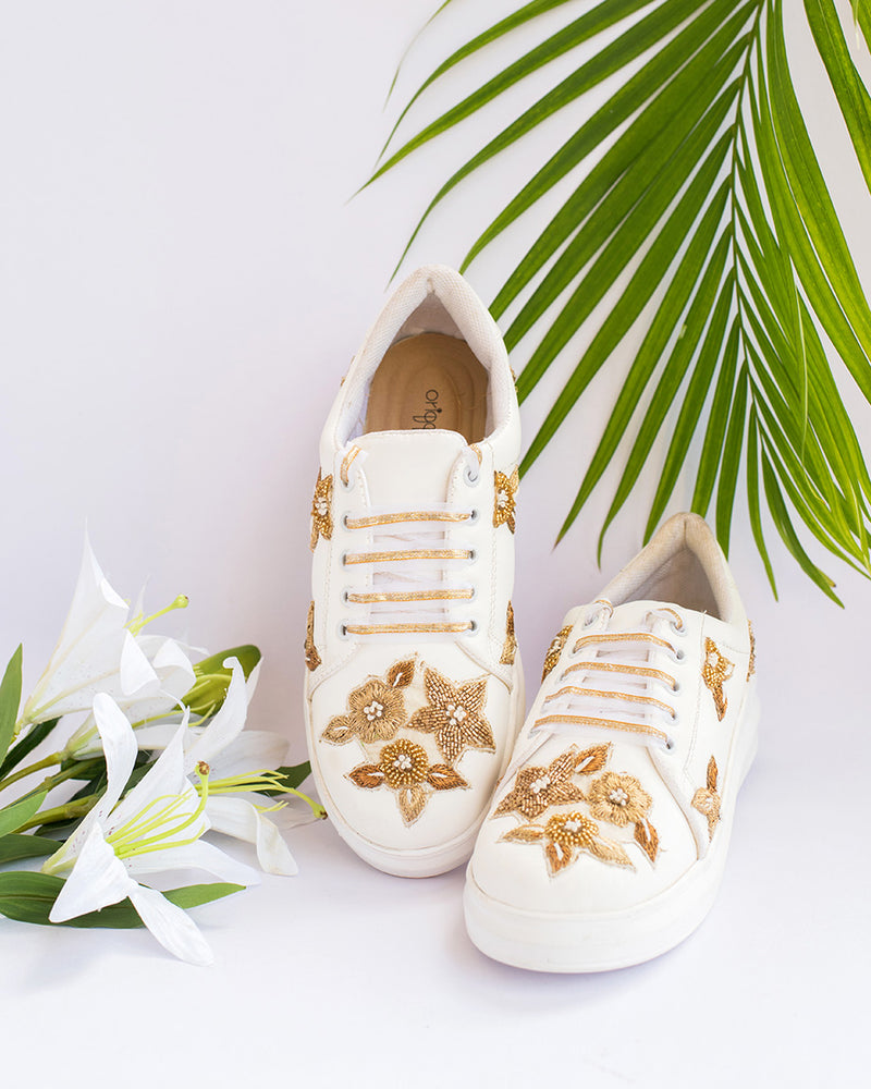 Golden Flowers Sneakers