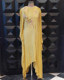 Yellow Embroidered Dress by ABHISHEK SHARMA