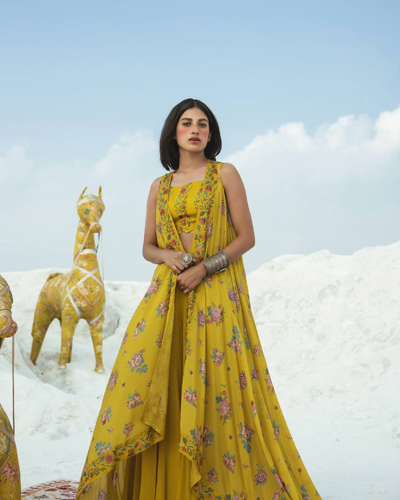 Festive Mustard Palazzo Suit