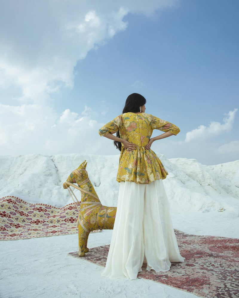 Peplum with palazzo set by PAULMI AND HARSH