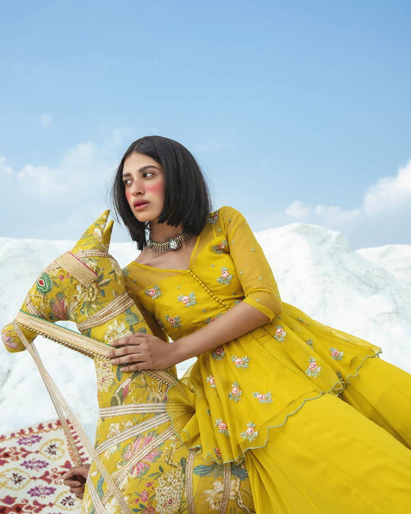 Designer Mustard Peplum Set