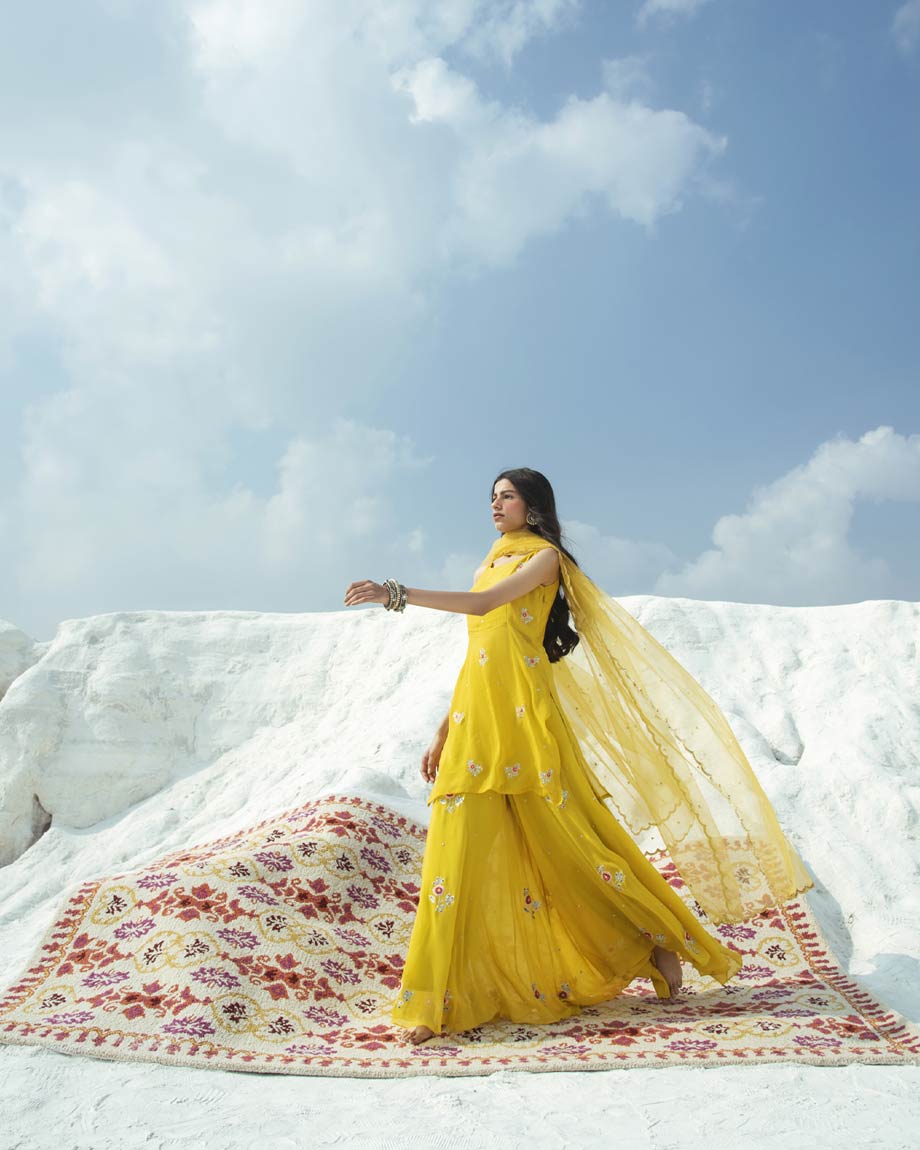 Kurta with palazzo set by PAULMI AND HARSH