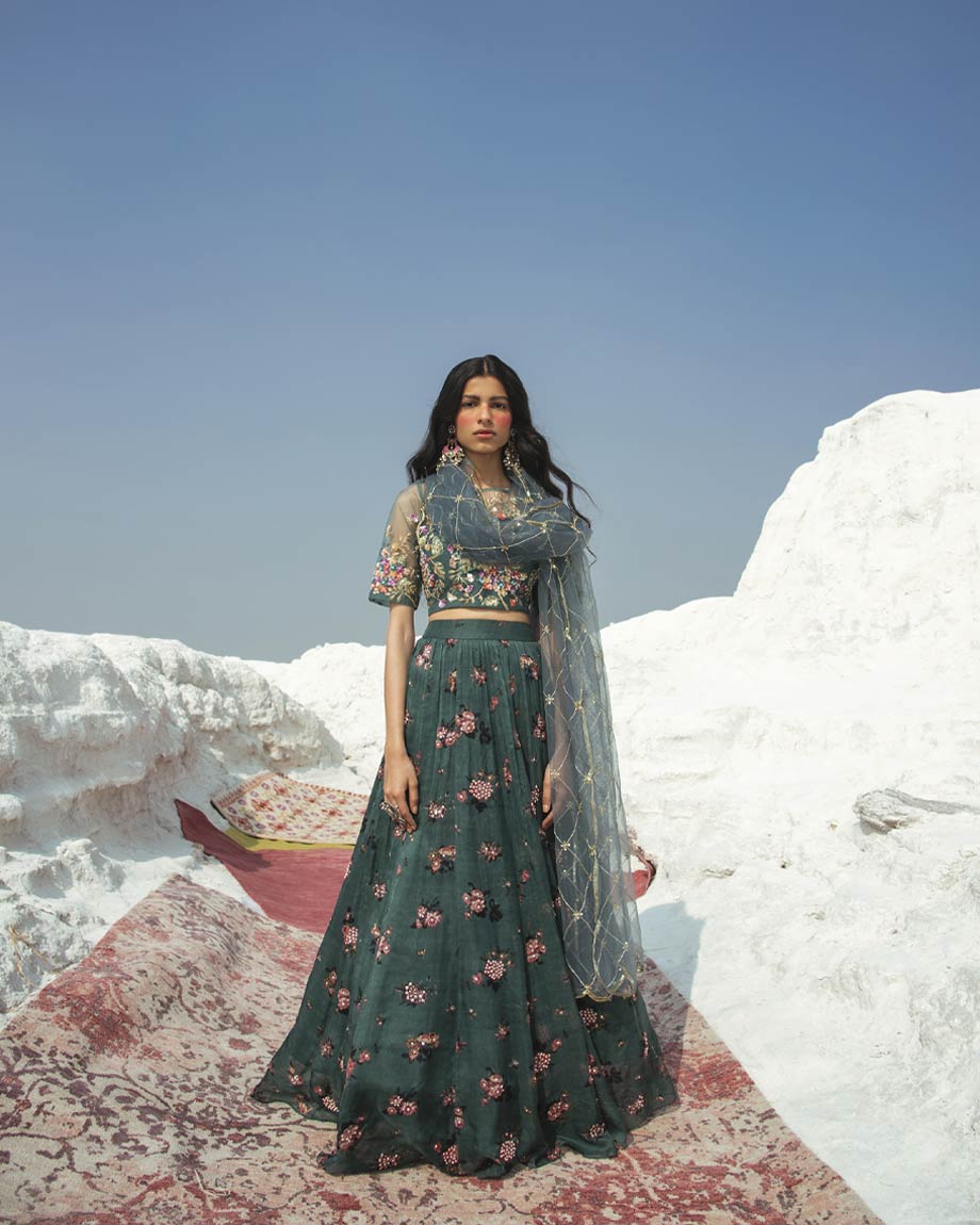 Designer green lehenga