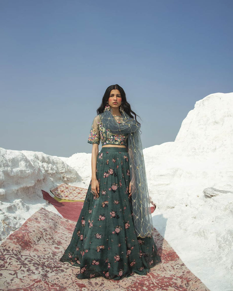 Designer green lehenga