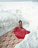 Fuscia pink Embroidery lahenga Set by PAULMI AND HARSH