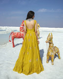 PAULMI AND HARSH Mustard Anarkali Set