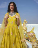 Mustard Anarkali Set by PAULMI AND HARSH