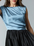 TARA AND I - Fit and flare silk dress - color block