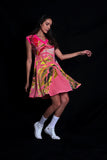 SEESA - Tea Rose Dress With Broken Flower Print