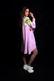 SEESA - Lunar Rock And Purple Rose Embroidered Dress