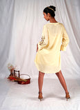 SEESA-Yellow tent-fitted dress with embroidery