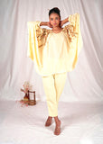 SEESA-Yellow embroidered top with kimono sleeves