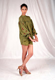 Seesa-Green Moss top with puff sleeves