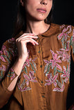 SEESA - Golden Brown Top With Embroidery