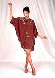 SEESA-Brown flowy shirt dress with embroidery highlights