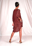 SEESA-Brown flowy shirt dress with embroidery highlights