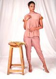 SEESA - Pink fitted women's trousers with turned up hemline