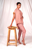 SEESA - Pink fitted women's trousers with turned up hemline