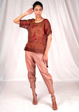 SEESA - Pink linen trousers with fitted band hemline