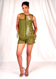 SEESA-Green aloe organza overshirt with embroidery details