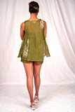SEESA-Green aloe organza overshirt with embroidery details