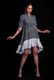 SEESA - Titanium Dress With Printed Ruffles