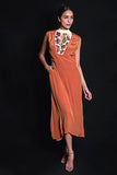 SEESA - Sundial Broken Flower Applique Long Dress