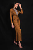 SEESA - Golden Brown Embroidered Jumpsuit