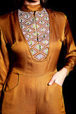 SEESA - Golden Brown Embroidered Jumpsuit