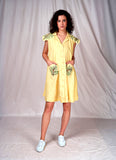 SEESA - Yellow shirt dress with leaf embroidery