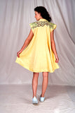 SEESA - Yellow shirt dress with leaf embroidery