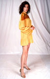 SEESA-Yellow summer dress with floral hand-embroidery