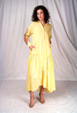 SEESA - Yellow long dress with embroidery details on sleeves