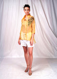 SEESA-Yellow organza overshirt with embroidery details