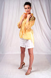 SEESA-Yellow organza overshirt with embroidery details