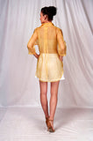 SEESA-Yellow organza overshirt with embroidery details