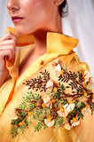 SEESA-Yellow organza overshirt with embroidery details