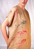 SEESA-Light brown floral printed dress with motifs