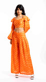 THE HOUSE OF ARA -Bishop Sleeves Orange Crop Top