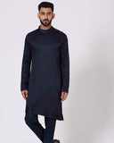 JATIN MALIK Midnight Blue Shoulder buttoned Kurta set