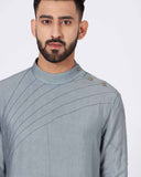 JATIN MALIK Chateau Grey Shoulder buttoned Kurta set